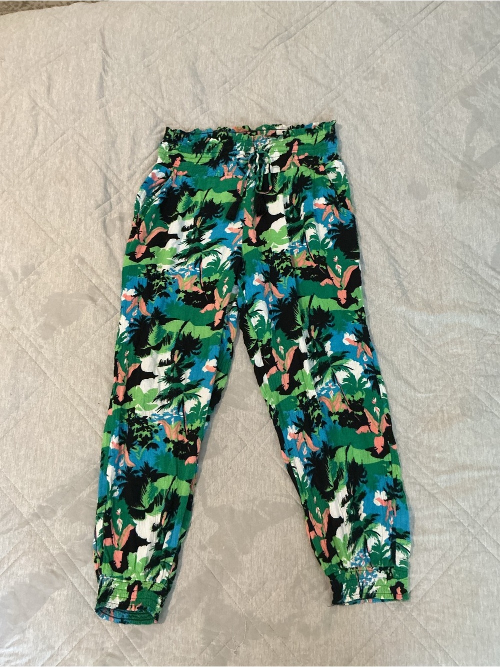 aerie Green & Blue Tropical Print Joggers